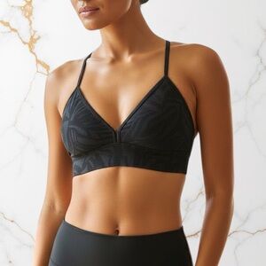 Koral Black Textured Wireless Triangle Sports Bra
